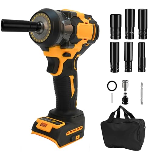 Llave de impacto inalámbrica para batería DeWalt de 18 V-20 V, pistola de impacto de alto par 500 N.m 2400 RPM velocidad ajustable, sin escobillas, destornillador de impacto eléctrico para DCB200