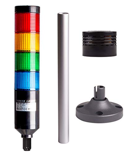 PTE-APB-4FF-RYGB-B, Tower Light Kit, 56mm Modular LED, Red/Yellow/Green/Blue lens 4 stacks, Steady, Black body, 25