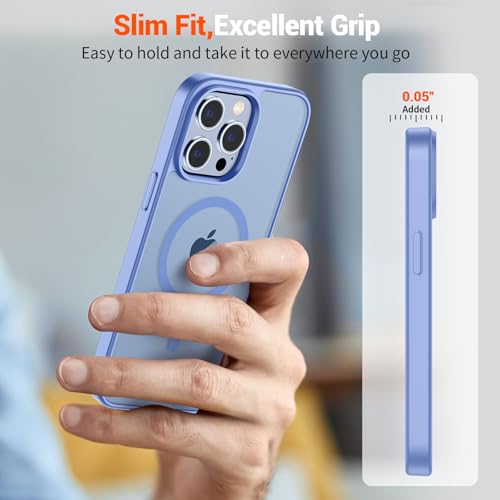 Image of SUPFINE Magnetic for iPhone 13 Pro Case (Compatible with MagSafe) (Military Grade Drop Protection) Slim Translucent Matte Shockproof with Anti-Fingerprint Phone Case,Blue Purple