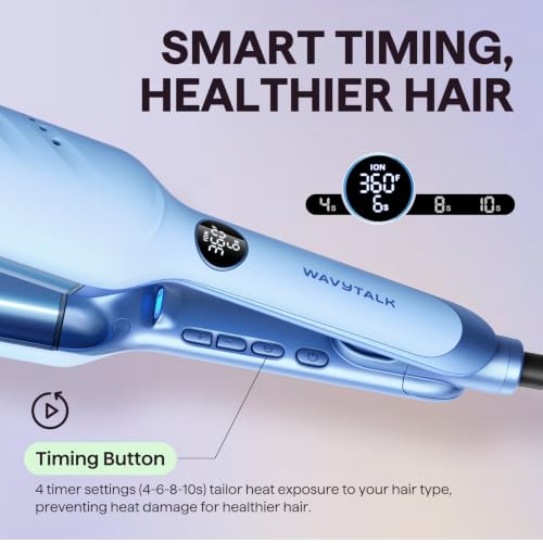 Image of Wavytalk Power Wave Hair Crimper, Ionic Hair Waver for Less Heat Damage | Beach Waves Curling Wand, Ventilation Design for Less Damage, Ionic Reduces Frizz, Dual Voltage Hair Waver (BLUE)
