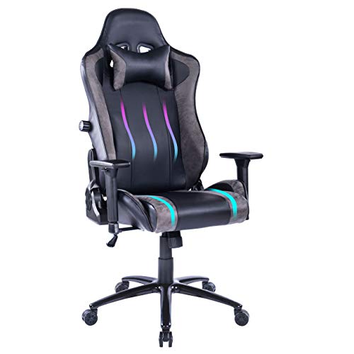Preisvergleich Produktbild Wolmics Gaming Stuhl Integrierte verstellbare Lendenkissen Hochleistungs-Metallbasis verstellbare Armlehne und hohe Rückenlehne aus Leder im Rennstil für Computer Schreibtisch oder als Leder Bürostuhl