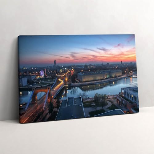 Tableaux 60x40cm Wrocław vue à vol d'oiseau Wallfluent décoration murale peinte