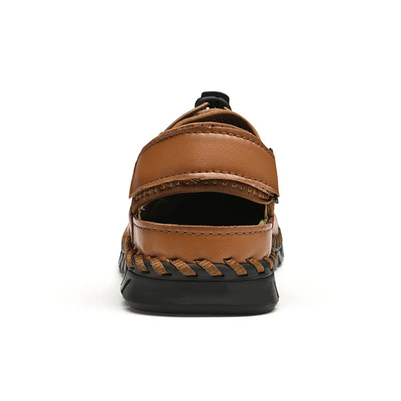 LLTMALL Men's Walking Sandals Closed Toe Breathable Sandals Leather Lace Adjustable Summer Water Sandals Shoes3