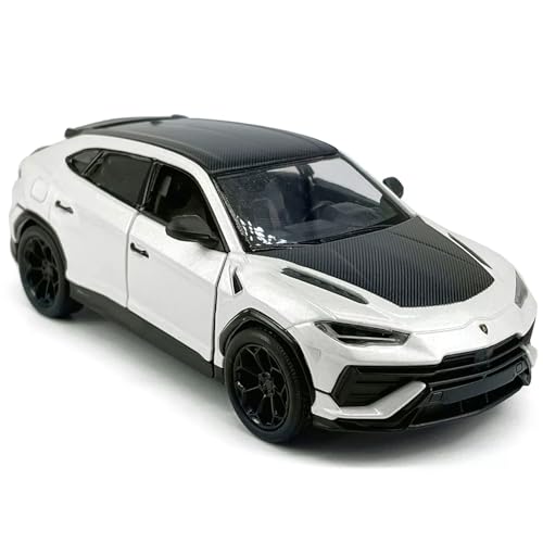 Easy Toys Modelo de Coche Compatible con Kinsmart Lamborghini Urus Performante - Coche de Juguete a Escala con Puertas Que se abren - Modelado de Coches (Blanco)