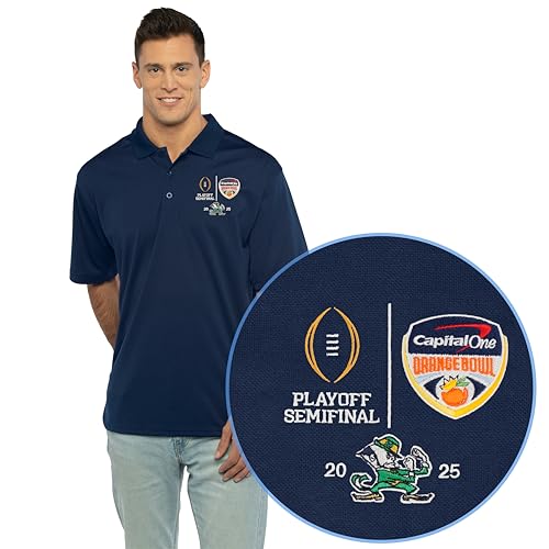 Vantage Apparel Notre Dame Fighting Irish Orange Bowl Polo | CFP 2024-2025, Navy, Large