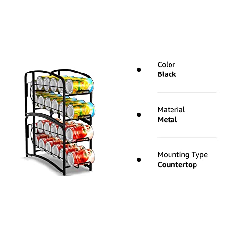 Auledio Stackable Beverage Can Dispenser Rack, Storage Organizer Holder For Canned Food Or Pantry Refrigerator,Black(2 Pack) #TOP7