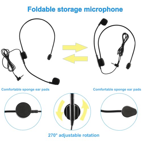 EXMAX 3 pcs 3.5mm Headset Microphone Flexible Wired Boom for Belt Pack Mic Systems Tour Guide System Voice Amplifier Teachers Speaker Coach - 3 Pack miniatura 3