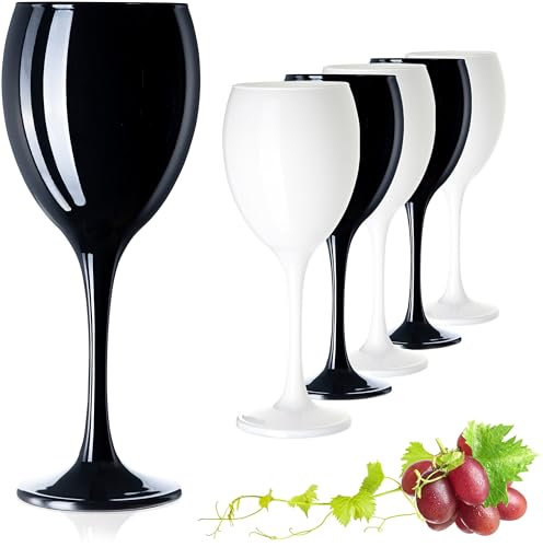 PLATINUX Juego de 6 copas de vino blanco y negro de 130 ml (máx. 320 ml)