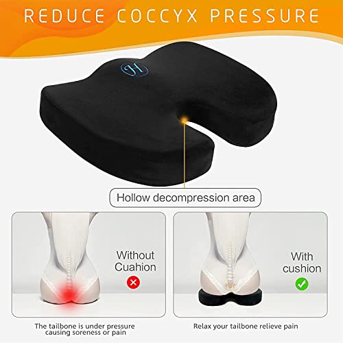 Holufer Seat Cushion,Office Chair Cushion For Back Pain,Lower Back & Sciatica Pain Relief,Memory Foam Office Chair Car Seat Cushions With Handle & Non-Slip Base #TOP4