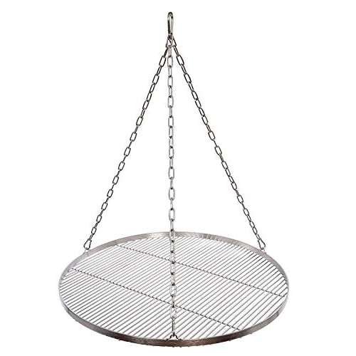 Grillrost Ø 70 cm mit Kette Edelstahl 4 mm Grillstabdicke Stababstand 10 mm für Schwenkgrill BBQ Dreibein