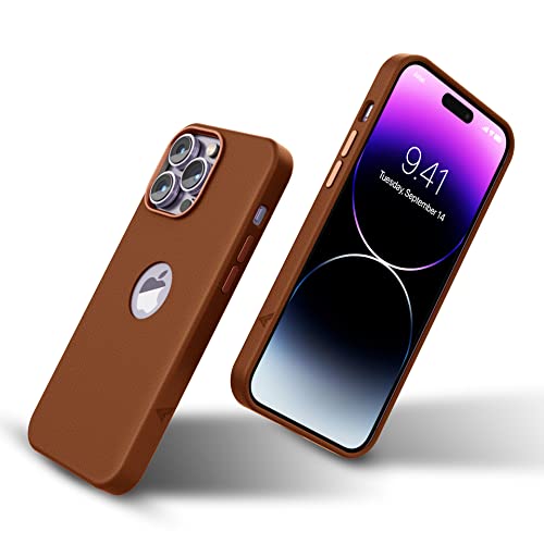 Image of eller sante Lexza for iPhone 14 Pro Case Cover, Premium Leather, Military-Grade Protection, Slim, Thin Compatible with iPhone 14 Pro Back Cover - Brown