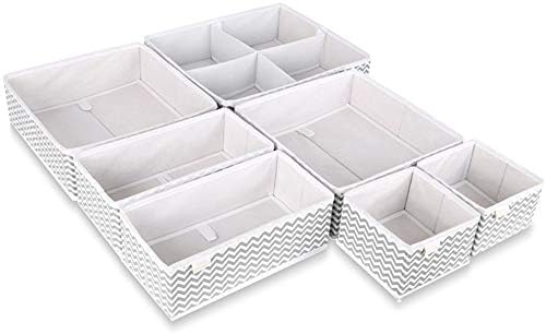 Unique Impression Set of 7 Drawer Organisers For Underwear, Socks, Clothes, Shirts, Bras, Ties, Scarves, Baby Clothes - Drawer Dividers For Wardrobes, Closets, Cabinets, Separators