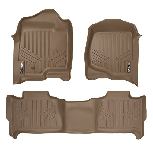 MAXLINER Floor Mats 2 Row Liner Set Tan for 2007-2014 Tahoe/Suburban/Yukon/Yukon XL/Denali