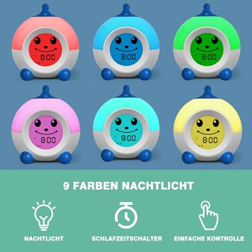 I·CODE Kinder Wecker, Lichtwecker Kinder Mit Abschaltautomatik &Wake Up Light, Schlaftrainer Kinder Klein Kinder Jungen Mädchen Teens