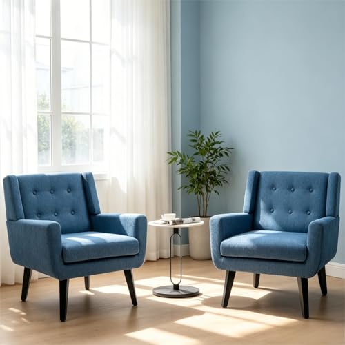 Sillón con reposabrazos moderno azul miniatura 1