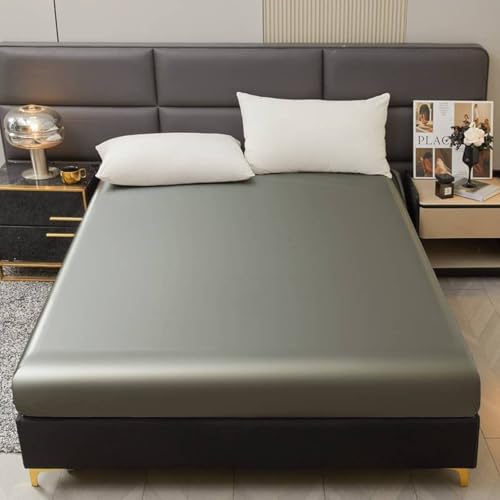 JIANINGHOME Sábana bajera ajustable de 180 x 200 + 25 cm, sábana bajera ajustable de microfibra suave y sedosa