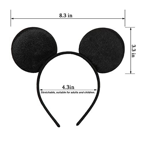 Chuangqi 20Pcs Mouse Ears Headband, Solid Black #TOP2