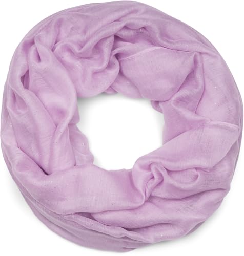 styleBREAKER Bufanda de bucle para mujer con efecto brillante, diseño liso en tela suave de viscosa, ligera y elegante, mide 87 x 93 cm, Lila