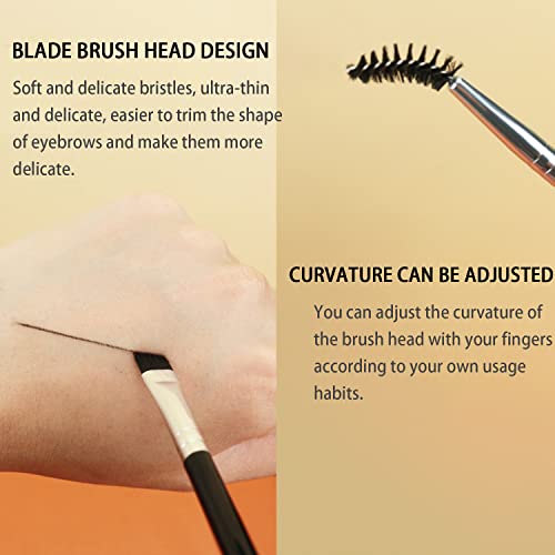 Ksvsonrvi Eyebrow Brush, Professional Double-Ended Angled Eye Brow Brush and Spoolie Brush, Black