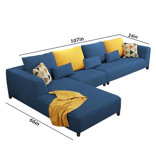 Image of Casaliving Minta LHS 6 Seater L Shape Sofa Set for Living Room (Blue Fabric) Premium Fabric Sofa Set for Living Room | Hall | Office Room