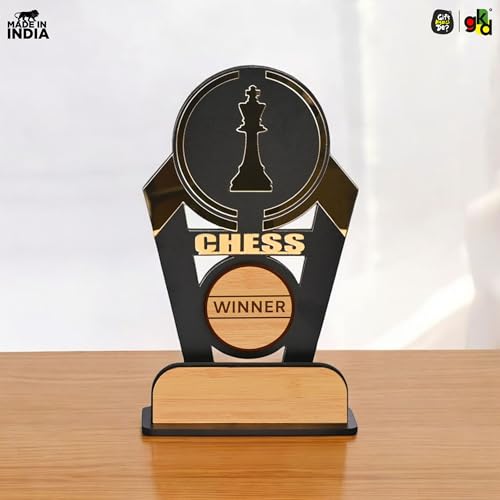 Image of Gift Kya De Wooden & Acrylic Sports Winner Trophy - Chess - Ideal for Awards & Celebrations