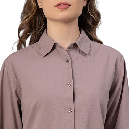 Image of Mode Women's Solid Regular Fit Shirt (MFS0030 Light Taupe