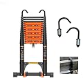 Telesladder Industrial-Grade Telesladder, Portable Indoor& Outdoor Extension Ladder with Detachable Hook, Extension Ladder for Home/Office/5.5M/18Ft
