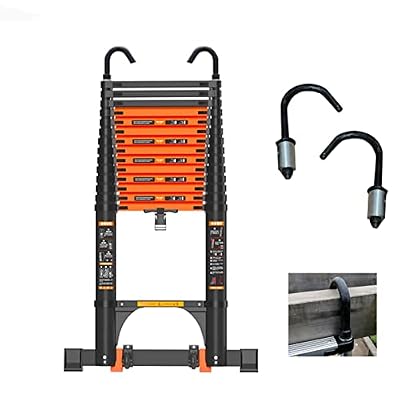 Telesladder Industrial-Grade Telesladder, Portable Indoor& Outdoor Extension Ladder with Detachable Hook, Extension Ladder for Home/Office/5.5M/18Ft