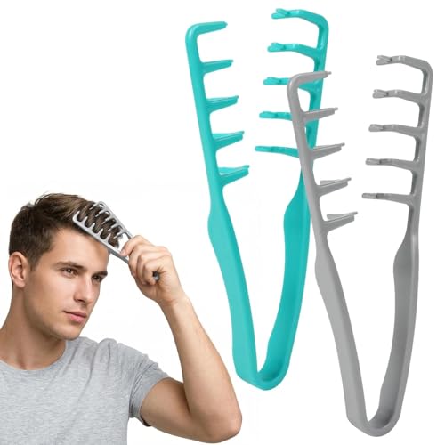 2 Pack Texture Comb, Volumizing Fluffy Texture Styling Comb for Men and Women, Wide-Tooth Texturizing Styling Tool for Volume & Fringe Parting, ABS Plastic with Textured Grip Tool for Men