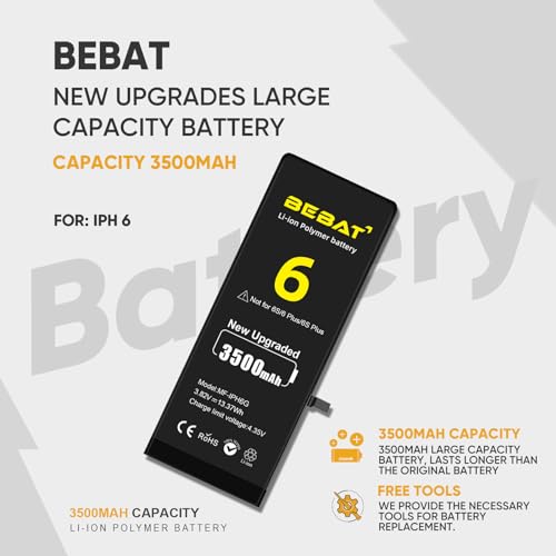 Image of Replacement for iPhone 6 Battery, 3500mAh High Capacity Li-ion Polymer Replacement Battery for Model A1586, A1589, A1549 with Professional Repair Tool Kits