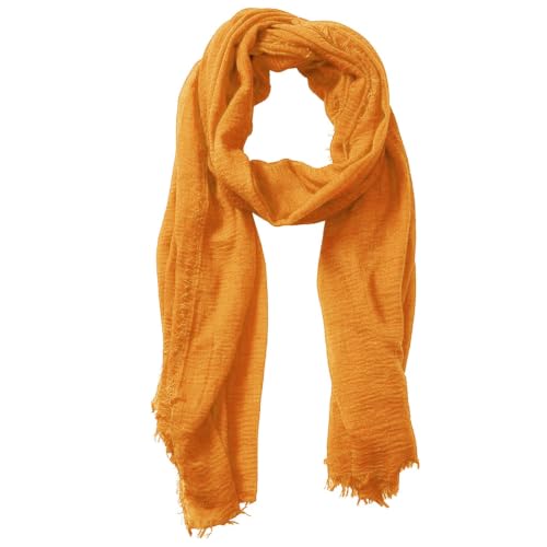 Image of Lightweight Cotton Blend Scarf for Women Men | Large,Breathable,Thin,Soft,Crinkle Scarf,Hijab Head Wrap,NeckScarf,Everyday,Travel Scarf,Summer Dress Scarves Holiday Gift