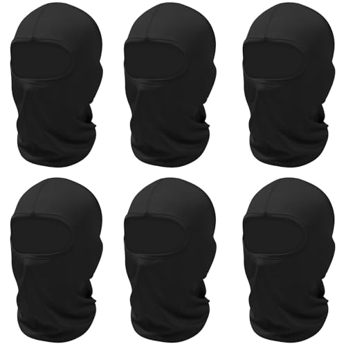 SHEVERCH 6 Pack Black Ski Mask Men Women Balaclava Face Covering Windproof Dustproof Sun Potection Motorcycling Football