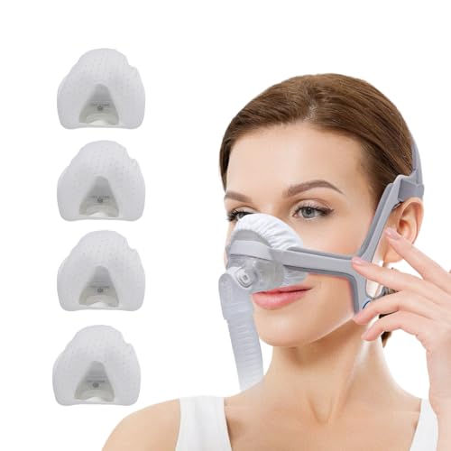 4 Pack Nasal CPAP Mask Liners Compatible with Small Size N20 Nasal Mask Cushions. Enjoy Silky Comfort, Reducing Facial Redness and Pressure Marks for Enhanced Comfort (Raw White) (Small)