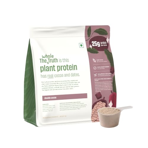 The Whole Truth Double Cocoa Plant Protein Powder (25g Protein Per Scoop, 4.2g BCAA) | Real Cocoa & Dates - Image 2