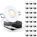 Sunco 24 Pack 3 Inch Recessed LED Lights, Ultra Thin Ceiling Lighting, 500 LM, 8W (50W Equivalent), Selectable CCT 2700K/3000K/4000K/5000K/6000K, Dimmable, Wafer Thin, Canless with Junction Box