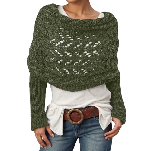Generisch Gelb Damenschal mit Ärmeln, Garnschal, Strickschal Pullover mit Ärmeln, böhmischer Pashmina-Schal Umhang, Langschal Strickschal