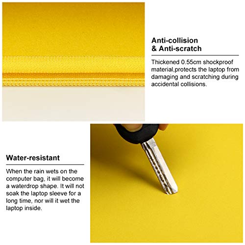 Auleep 13-14 Inch Laptop Sleeves, Neoprene Notebook Computer Pocket Tablet Carrying Sleeve/Water-Resistant Compatible Laptop Sleeve For Acer/Asus/Dell/Lenovo/Hp, Yellow #TOP3