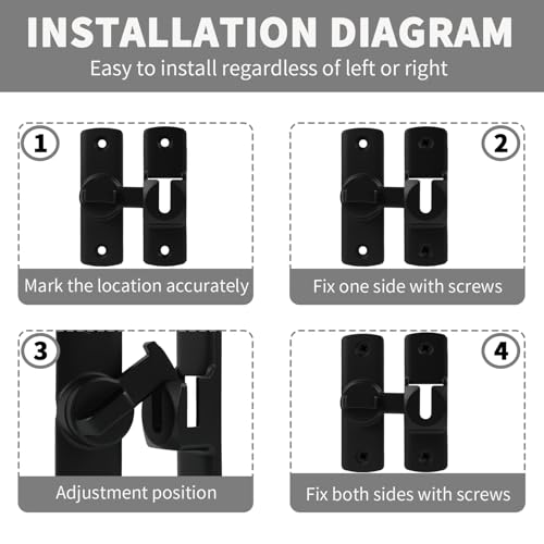 Schiebetürschloss für den Innenbereich, Türschloss, Hakenverschluss, 90°/180°, aus Zinklegierung, Verriegelung der Schnalle, Diebstahlschutz, Türschloss, einfache Installation