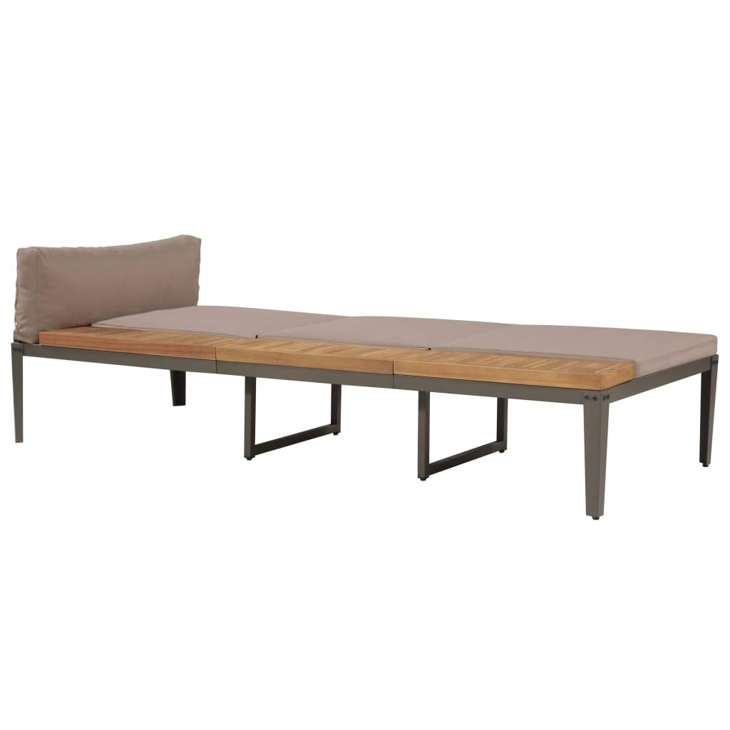 Chaise longue avec coussins transat de jardin en bois d'acacia