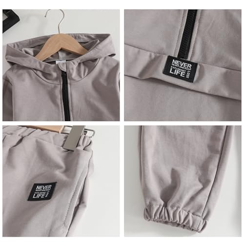 Image of Kids Boys Clothes Color Blocking Hoodie Sweatshirts and Pant 2Pcs Fall Outfits Set Size 5-10