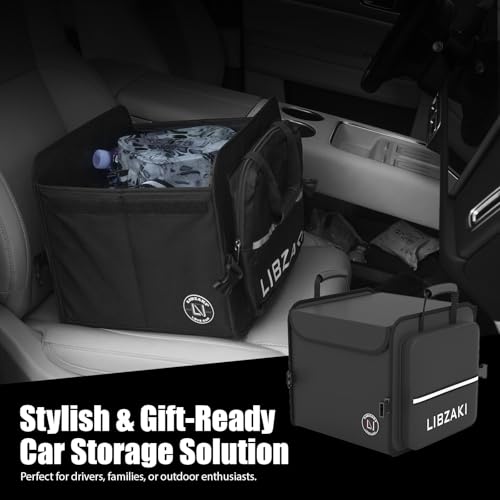 Image of LIBZAKI Car Trunk Storage Organizer, Collapsible Trunk Storage Box for Car Truck SUV-Black