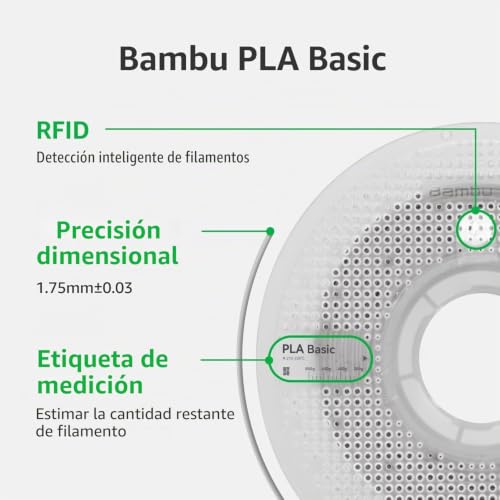 Filamento PLA de alta velocidad Bambu Lab con sistema RFID y precisión de diámetro 7