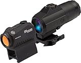 Sig Sauer ROMEO5 2 MOA Red Dot Sight & Juliet3 Quick Release 3X Magnifier Combo - Compact Rugged Durable Waterproof Gun Optics