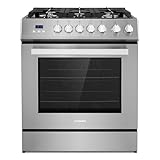 COSMO COS-305AGC 30 in. 5.0 cu. ft. Freestanding Single Oven Gas Range with 5 Burner...