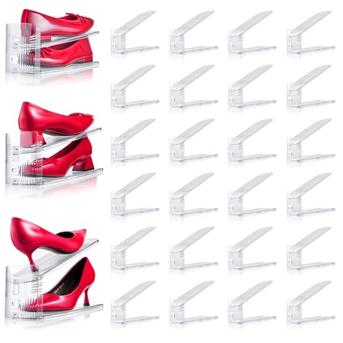 TOOKNIN Adjustable Shoe Slots Organizer,36PACK Transparent Shoe Stackers Shoe Rack