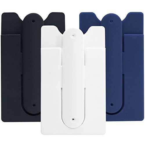 Cellessentials Vendedor dos EUA | Carteira para celular com suporte (para cartão de crédito e identidade) iPhone, Android e a maioria dos smartphones | Pacote com 3 peças - preto, branco e