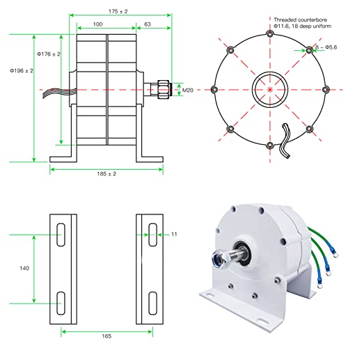 Alternador sin escobillas de 1000W para turbinas hidráulicas y eólicas autoindependientes 2