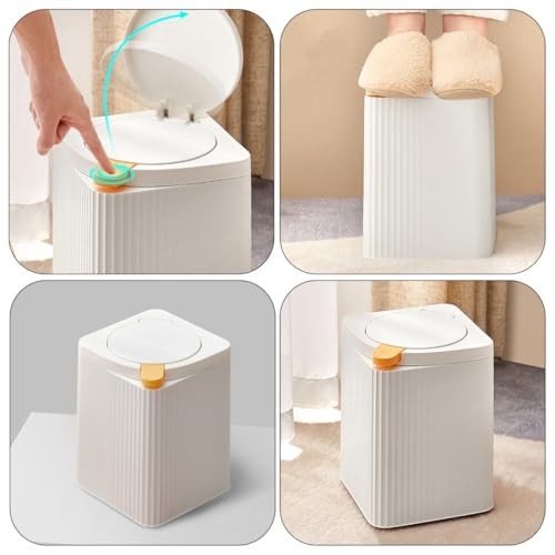 Caneca de basura pequeña blanca con tapa de plástico miniatura 3