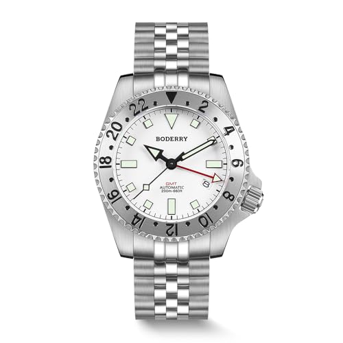 Image of BODERRY Men's Watch Titanium Automatic 200M Waterproof Diver Watch with GMT Automatic Movement and Titanium Bracelet-Admiral