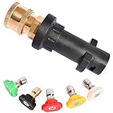 Pressure Washer Gun Adapter 1/4'' Quick Connect Fitting Spray Nozzle Tips Sets Multiple Degrees Brass Female Pressure Washer Accessories Only Compatible Karcher K2, K3, K4, K5, K6, K7,Foam Gun Parts